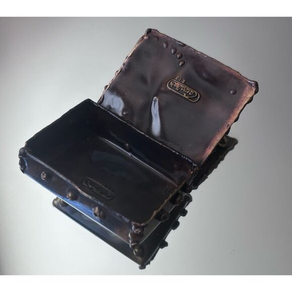 Rare Carvalhu’s Copa Collection Rio Brazil Brutalist Metal Amethyst Trinket Box - Picture 3 of 11